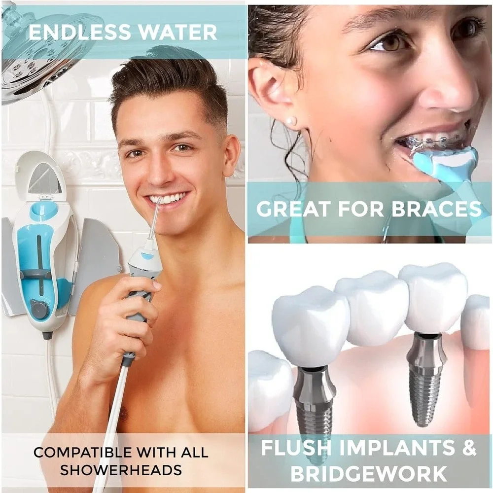 ToothShower In-Shower Water Flosser Single User Set 3 Attachments